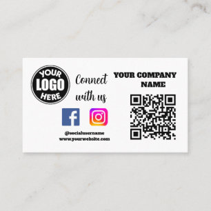 Connect with us Social Media QR Code White Busin Business Card