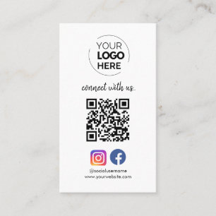 Connect with us   Social Media QR Code White Business Card