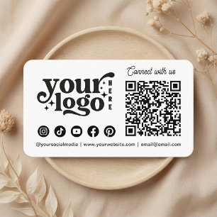 Connect with us Social Media QR Code White Business Card