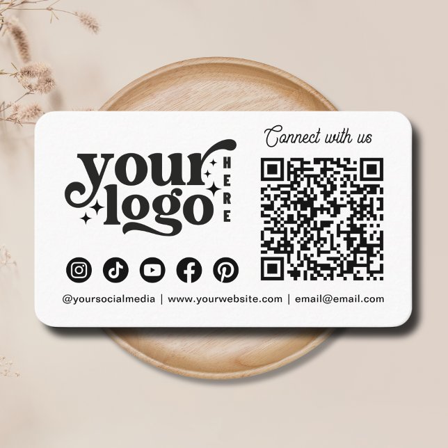 Connect with us Social Media QR Code White Business Card (Connect with us Social Media QR Code White Business Card)