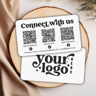 Connect with us Social Media QR White Business Card