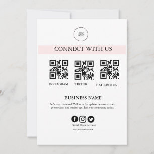 Connect With Us Social Media Sign   Editable Busin