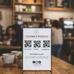 Connect With Us Social Media Sign   Editable Busin