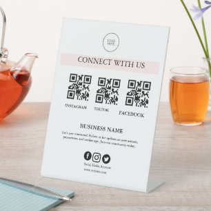 Connect With Us Social Media Sign   Editable Busin