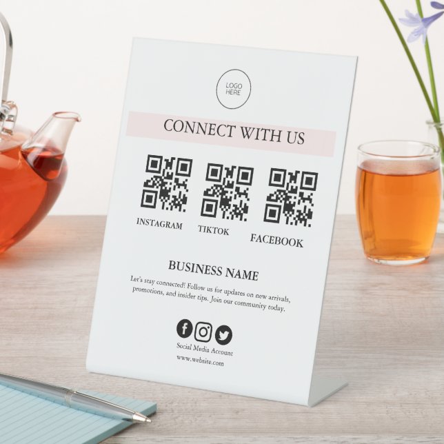 Connect With Us Social Media Sign | Editable Busin (In SItu)