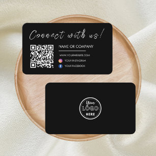 Connect with us Website Qr Code Social Media Black Business Card