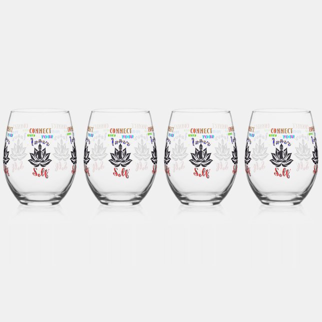 Connect With Your Inner Self Stemless Wine Glass (Left)