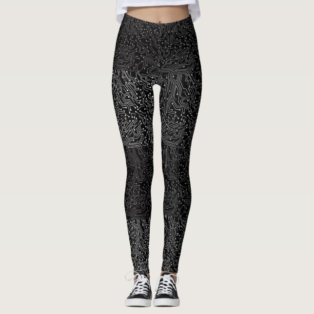 Connected circuit pattern b Black GB Leggings (Front)