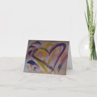 Connected Hearts note card - purple and yellow