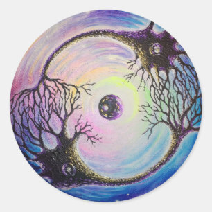 Connected neurons classic round sticker