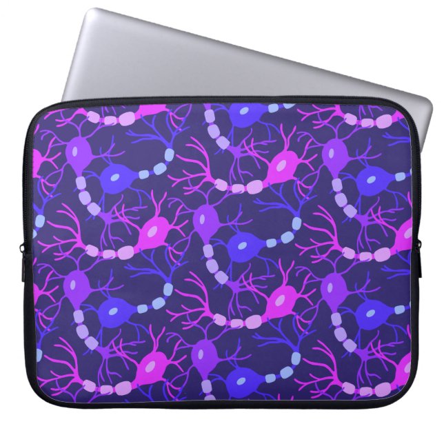 Connected Neurons Neon Purple Laptop Sleeve (Front)