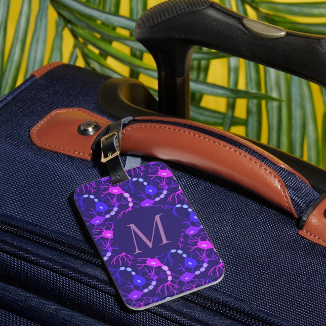 Connected Neurons Neon Purple Luggage Tag (Front Insitu 1)