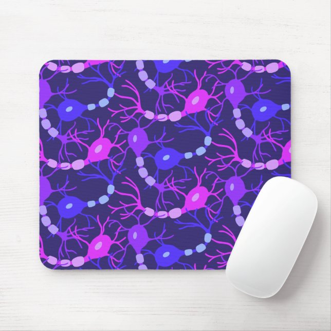 Connected Neurons Neon Purple Mouse Mat (With Mouse)