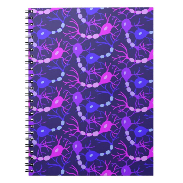 Connected Neurons Neon Purple Notebook (Front)