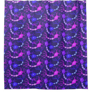 Connected Neurons Neon Purple Shower Curtain