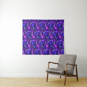 Connected Neurons Neon Purple Tapestry