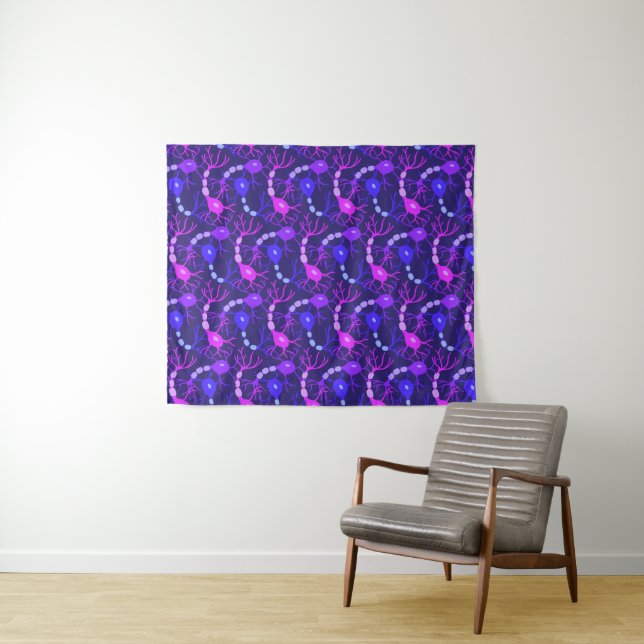 Connected Neurons Neon Purple Tapestry (In Situ (Horizontal))
