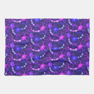 Connected Neurons Neon Purple Tea Towel