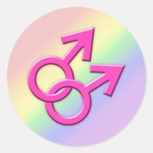 Connected Pink Male Symbols Stickers 01