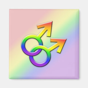 Connected Rainbow Male Symbols Magnet 01