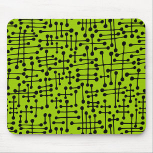 Connected Spots - Black on Martian Green Mouse Mat