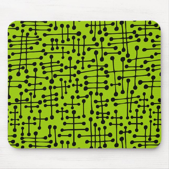 Connected Spots - Black on Martian Green Mouse Mat (Front)