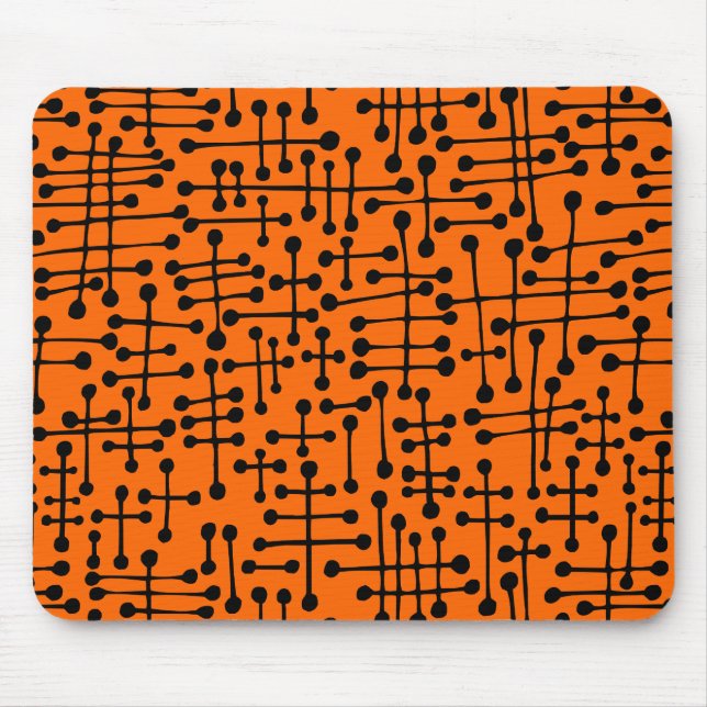 Connected Spots - Black on Orange Mouse Mat (Front)