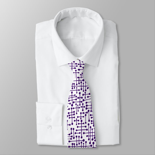 Connected Spots - Deep Purple on White Tie (Tied)