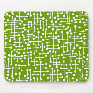 Connected Spots - White on Avocado Mouse Mat