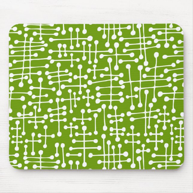 Connected Spots - White on Avocado Mouse Mat (Front)