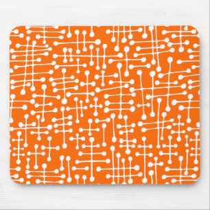 Connected Spots - White on Orange Mouse Mat