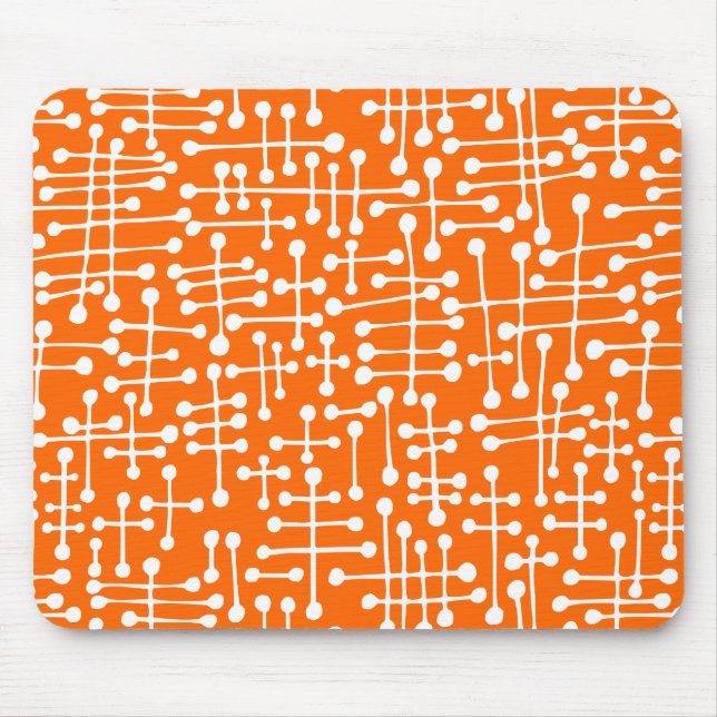 Connected Spots - White on Orange Mouse Mat (Front)