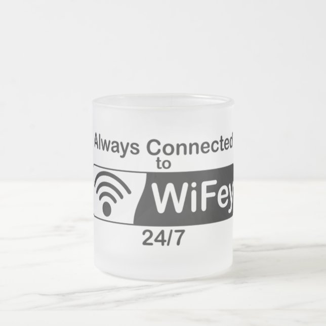 Connected to WiFey Frosted Glass Coffee Mug (Center)