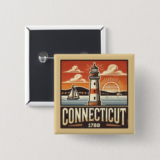 Connecticut 15 Cm Square Badge (Front & Back)