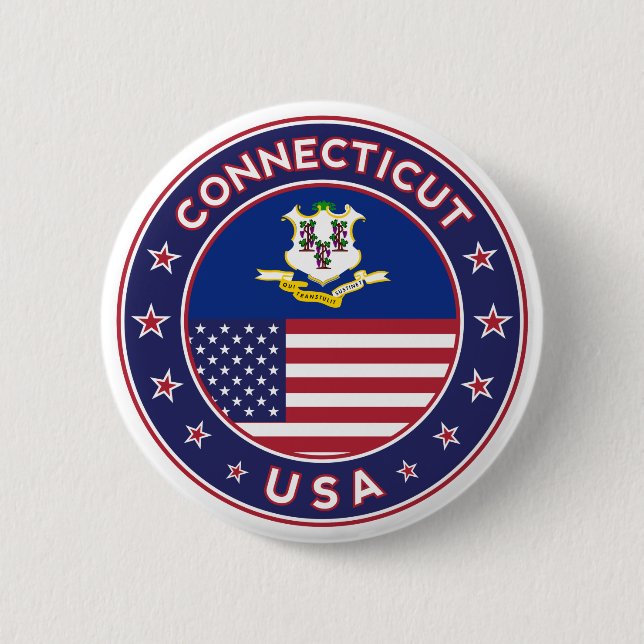 Connecticut 6 Cm Round Badge (Front)