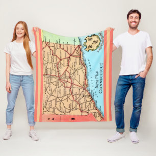 Connecticut Auto Map Fleece Blanket
