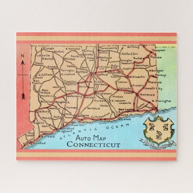 Connecticut Auto Map Jigsaw Puzzle (Horizontal)