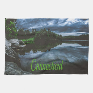 Connecticut Beutiful Lake Trees Tea Towel