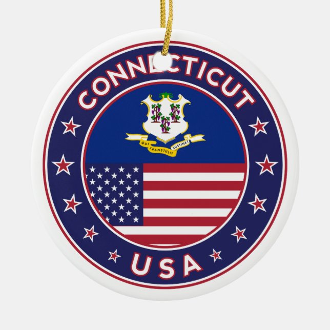 Connecticut Ceramic Tree Decoration (Front)