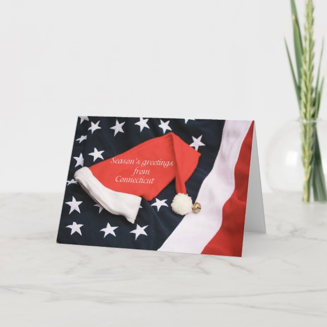 Connecticut  Christmas Card, state specific Holiday Card (Front)
