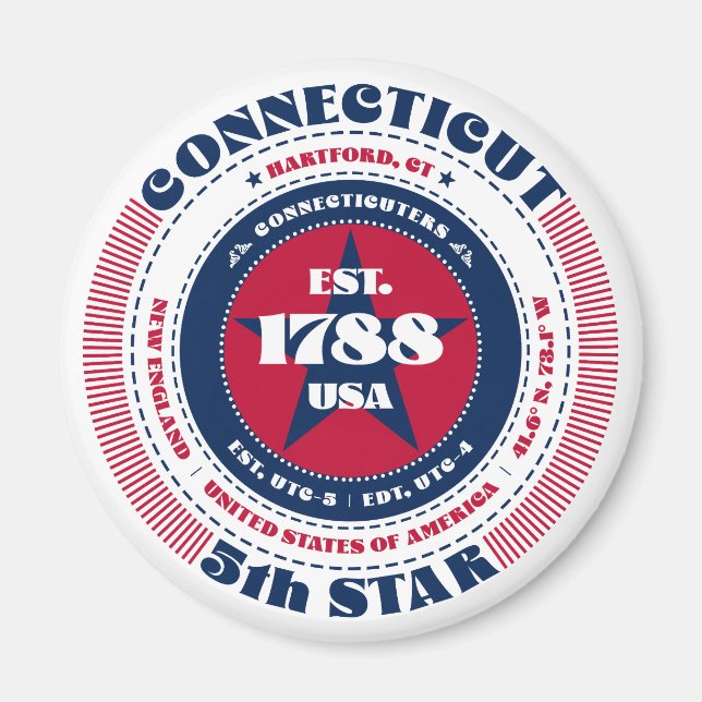 Connecticut Circle Typography Souvenir Magnet (Front)