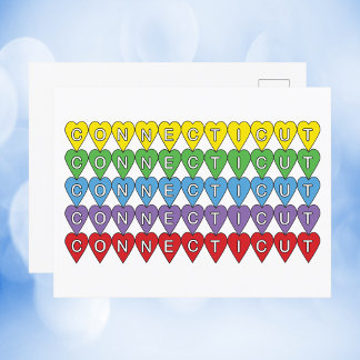 Connecticut Colourful Hearts Postcard