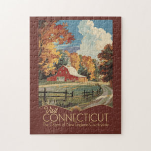 Connecticut Countryside Travel Art Vintage Jigsaw Puzzle