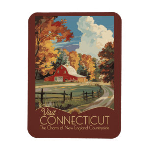 Connecticut Countryside Travel Art Vintage Magnet