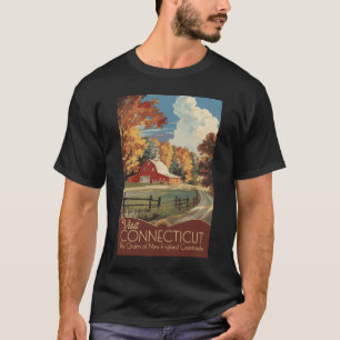 Connecticut Countryside Travel Art Vintage T-Shirt