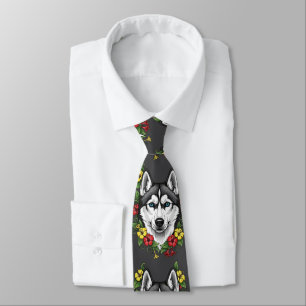 Connecticut Dog And Colourful Mirablis Blossom Tie