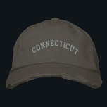 Connecticut Embroidered Distressed Cap Nickel<br><div class="desc">A Distressed Chino Twill Cap embroidered with the (customisable) text Connecticut.  Select the hat and text colour and style of your choice.</div>