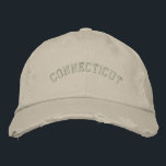 Connecticut Embroidered Distressed Cap Stone<br><div class="desc">A Distressed Chino Twill Cap embroidered with the (customisable) text Connecticut.  Select the hat and text colour and style of your choice.</div>