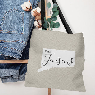 Connecticut Family Monogram State Tote Bag