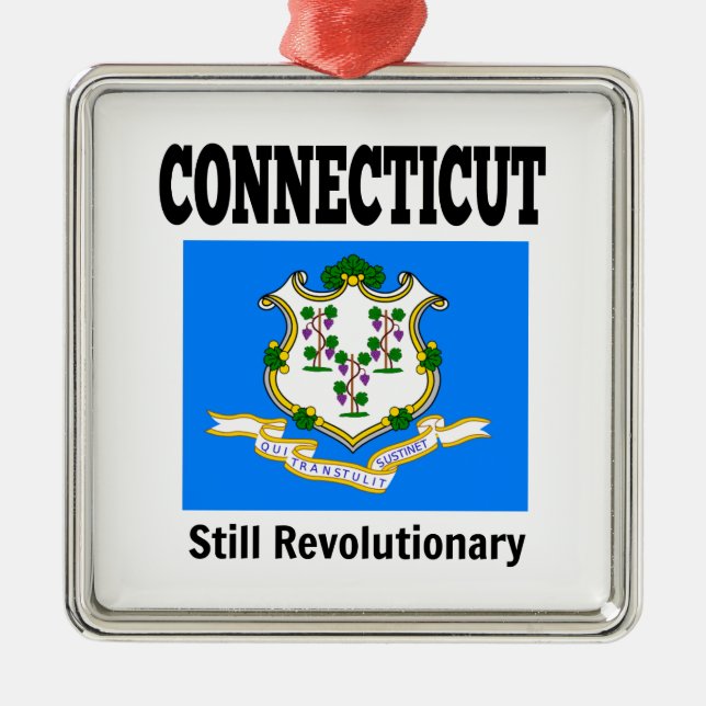 Connecticut flag and motto metal tree decoration (Front)